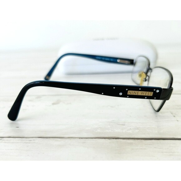 NINE WEST NW 1021 Full Frame Wire Eyeglasses 54015 135 Blue w/Case - Picture 6 of 9